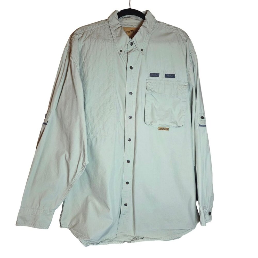 Lewis Creek Mens XXL Long Sleeve Button-Up Shirt 100% Cotton Light Green Outdoor